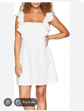 BCBGeneration White Square Neck Ruffle Mini Dress Size 4